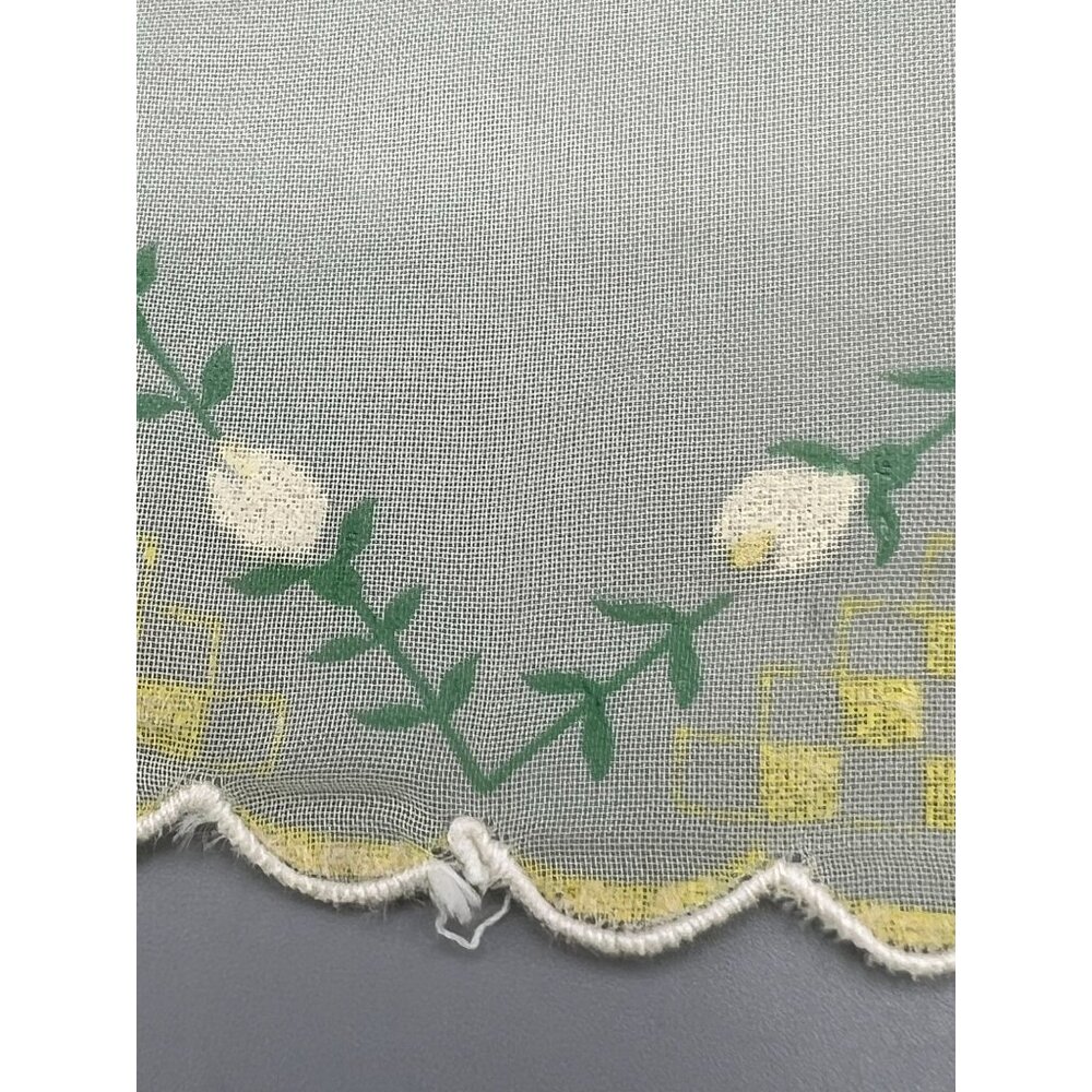 Sheer Hanky Yellow White Rose Rolled Hem Bridal Handkerchief Square 14" Delicate - Picture 9 of 10